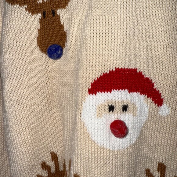 Holiday Time Beige Reindeer & Santa Knit Sweater 5T - Picture 5 of 7